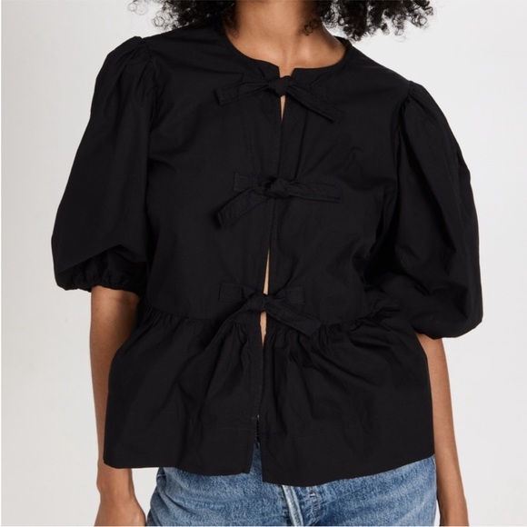 Ganni Puff Sleeve Top - Picture 1 of 6